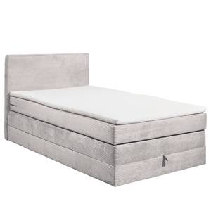 Boxspring Harvi inc. topper en opbergruimte - geweven stof - Corduroy Zuri: Zilverkleurig - 120 x 200cm