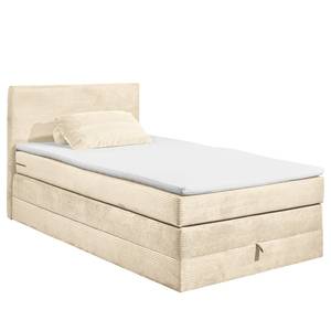 Lit boxspring Harvi Velours côtelé Zuri: Crème - 120 x 200cm