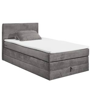 Lit boxspring Harvi Velours côtelé Zuri: Gris - 120 x 200cm