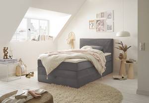 Lit boxspring Harvi Velours côtelé Zuri: Gris - 120 x 200cm