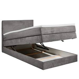 Boxspringbett Harvi Cordstoff Zuri: Grau - 120 x 200cm