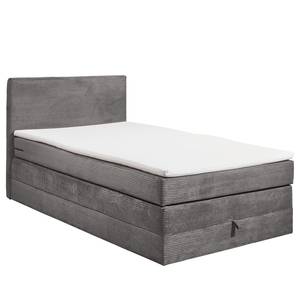 Boxspring Harvi inc. topper en opbergruimte - geweven stof - Corduroy Zuri: Grijs - 120 x 200cm