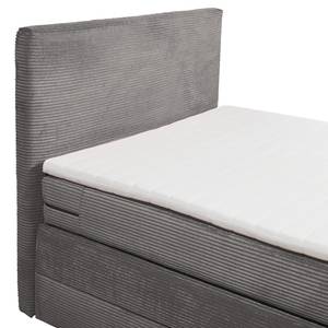 Boxspring Harvi inc. topper en opbergruimte - geweven stof - Corduroy Zuri: Grijs - 120 x 200cm