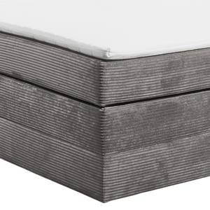 Boxspring Harvi inc. topper en opbergruimte - geweven stof - Corduroy Zuri: Grijs - 120 x 200cm