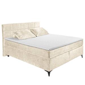 Lit boxspring Fasella Tissu chenille Aponi: Crème - 180 x 200cm