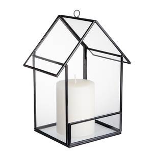 Windlicht LIGHT HOUSE ijzer/transparant glas - zwart/transparant