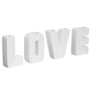 Mini-Vasen-Set LOVE 4-teilig Steingut - Weiß