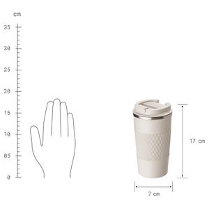 Koffiebeker TO GO roestvrij staal/silicone - beige - Hoogte: 17 cm