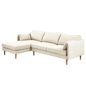 Ecksofa Granitic Flachgewebe Nadira: Creme - Longchair davorstehend links