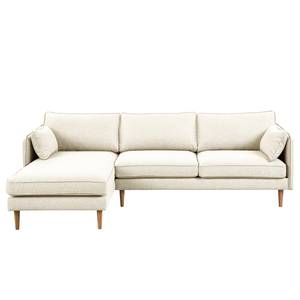 Ecksofa Granitic Flachgewebe Nadira: Creme - Longchair davorstehend links