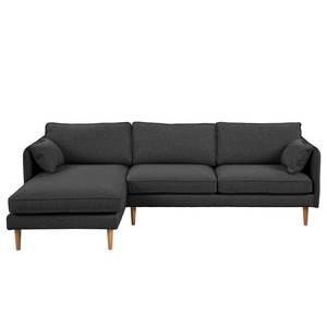 Ecksofa Granitic Strukturstoff Foxy: Schwarz - Longchair davorstehend links