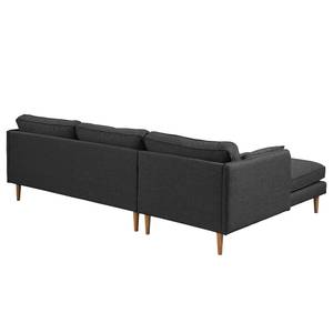 Ecksofa Granitic Strukturstoff Foxy: Schwarz - Longchair davorstehend links