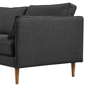 Ecksofa Granitic Strukturstoff Foxy: Schwarz - Longchair davorstehend links