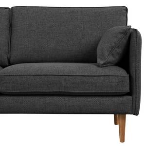 Ecksofa Granitic Strukturstoff Foxy: Schwarz - Longchair davorstehend links