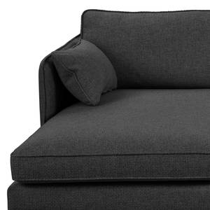 Ecksofa Granitic Strukturstoff Foxy: Schwarz - Longchair davorstehend links