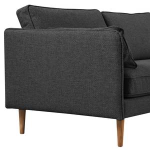 Ecksofa Granitic Strukturstoff Foxy: Schwarz - Longchair davorstehend rechts