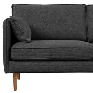 Ecksofa Granitic Strukturstoff Foxy: Schwarz - Longchair davorstehend rechts