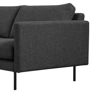 Ecksofa LANDOS mit Ottomane Strukturstoff Foxy: Schwarz - Ottomane davorstehend links