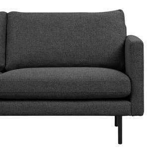 Ecksofa LANDOS mit Ottomane Strukturstoff Foxy: Schwarz - Ottomane davorstehend links