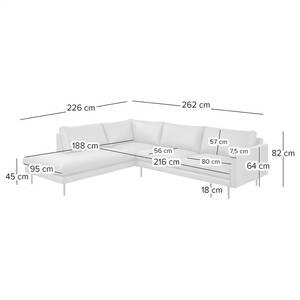 Ecksofa LANDOS mit Ottomane Strukturstoff Foxy: Schwarz - Ottomane davorstehend links