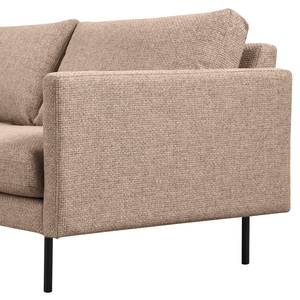 Ecksofa LANDOS mit Longchair Strukturstoff Foxy: Hellbraun - Longchair davorstehend links