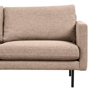 Ecksofa LANDOS mit Longchair Strukturstoff Foxy: Hellbraun - Longchair davorstehend links