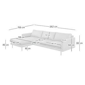 Ecksofa LANDOS mit Longchair Strukturstoff Foxy: Hellbraun - Longchair davorstehend links