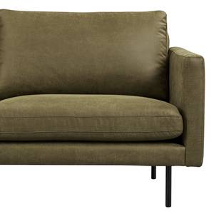 Hoekbank LANDOS met chaise longue Microvezel Dafina: Antiek groen - Longchair vooraanzicht links