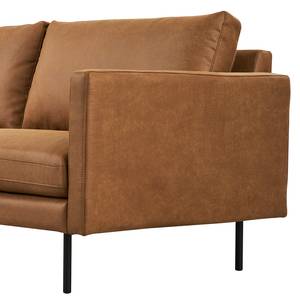 Ecksofa LANDOS mit Ottomane Microfaser Dafina: Cognac - Ottomane davorstehend links