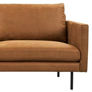 Ecksofa LANDOS mit Ottomane Microfaser Dafina: Cognac - Ottomane davorstehend links