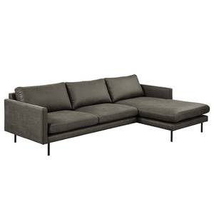 Ecksofa LANDOS mit Longchair Microfaser Dafina: Anthrazit - Longchair davorstehend rechts