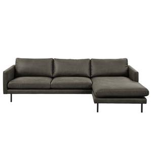 Ecksofa LANDOS mit Longchair Microfaser Dafina: Anthrazit - Longchair davorstehend rechts