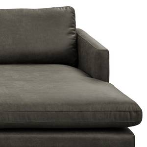 Ecksofa LANDOS mit Longchair Microfaser Dafina: Anthrazit - Longchair davorstehend rechts