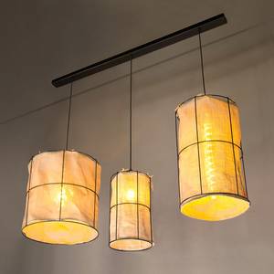 Hanglamp Marinero 3 lichtbronnen ijzer/linnen - Zwart