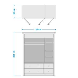 Massiver Drehtürenschrank Lyngby 145 cm Kiefer Weiß / Kiefer