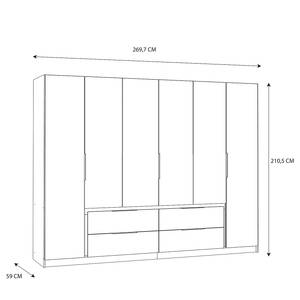 Draaideurkast Parrai 270 cm Wit/grijs