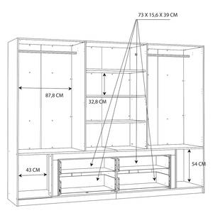 Drehtürenschrank Parrai 270 cm Weiß / Grau