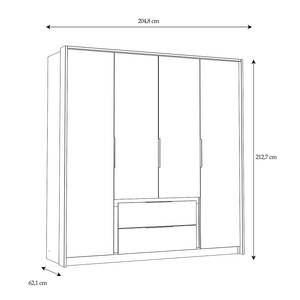 Armoire à portes battantes LED Parrai Blanc / Imitation chêne