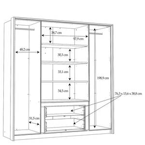 Armoire à portes battantes LED Parrai Blanc / Imitation chêne