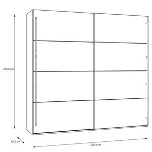 Armadio con ante scorrevoli Qashar Bianco / Effetto quercia - Larghezza: 220 cm