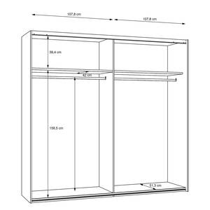 Zweefdeurkast Qashar wit/tin-eikenhouten look - Breedte: 220 cm