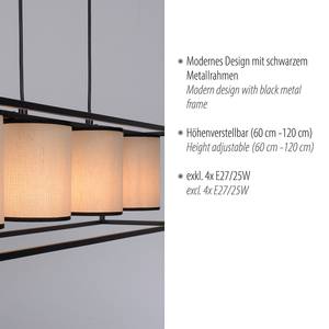 Hanglamp Raven textielmix / ijzer - 4 lichtbronnen