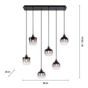 Hanglamp Zea type C rookglas / ijzer - 5 lichtbronnen