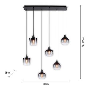 Suspension Zea - Type C Verre fumé / Fer - 5 ampoules