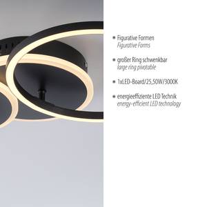 LED-Deckenleuchte Sevent Typ A Polyester PVC / Aluminium- 1-flammig - Schwarz