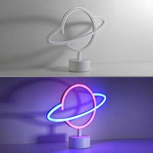 Objet lumineux NEON SATURN coloris béton et multicolore 26 x 24 cm