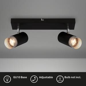 Plafondlamp Kolo 2 lichtbronnen aluminium - zwart/zilverkleurig