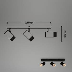 Plafondlamp Kolo 3 lichtbronnen aluminium - zwart/zilverkleurig