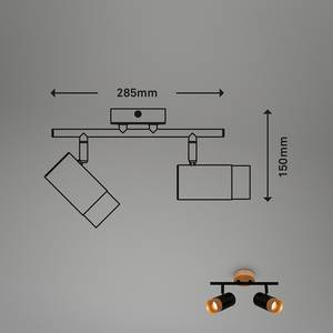 Plafondlamp Sayos 2 lichtbronnen aluminium - zwart