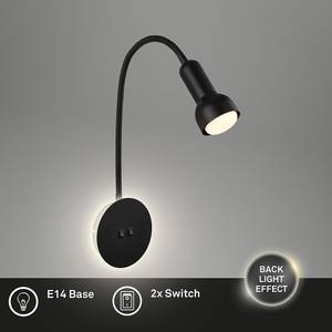 LED-wandlamp Veta aluminium - Zwart